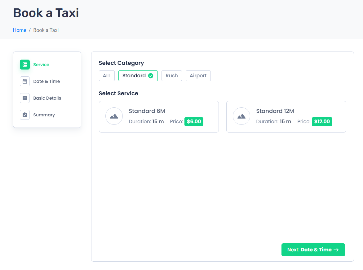 Booking a taxi